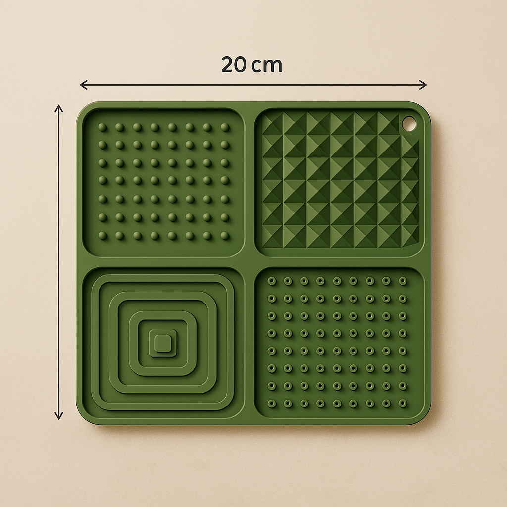 🦴 Silicone Licking Mat for Dogs with Suction – 20x20cm Slow Feeder | Anxiety Relief | Interactive Dog Enrichment Toy