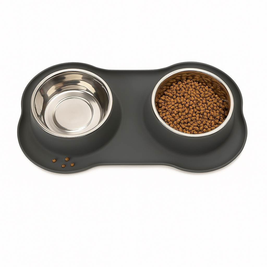 š„£ Silicone Dual Bowl for Dogs ā Non-Slip, Mess-Free Feeding Station Color: Black