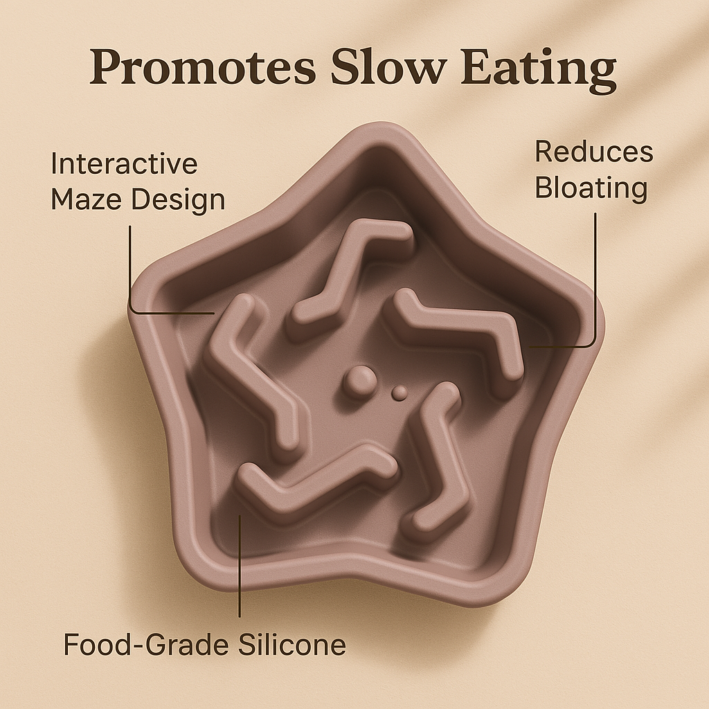 ⭐ Star-Shaped Slow Feeder Bowl for Dogs – Anti-Choke, BPA-Free Promotes Healthy Eating | Fun Maze Design | Available in 4 Colors
