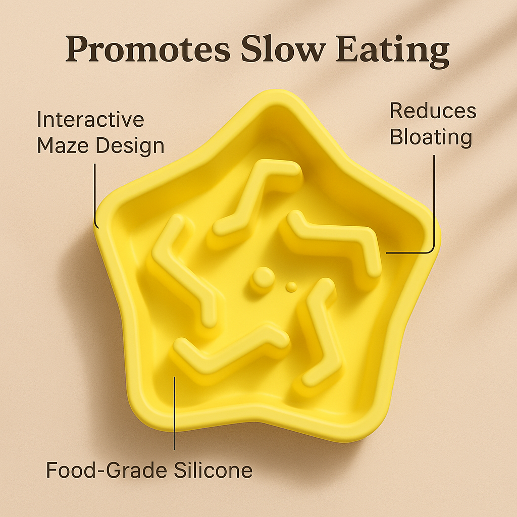 ⭐ Star-Shaped Slow Feeder Bowl for Dogs – Anti-Choke, BPA-Free Promotes Healthy Eating | Fun Maze Design | Available in 4 Colors