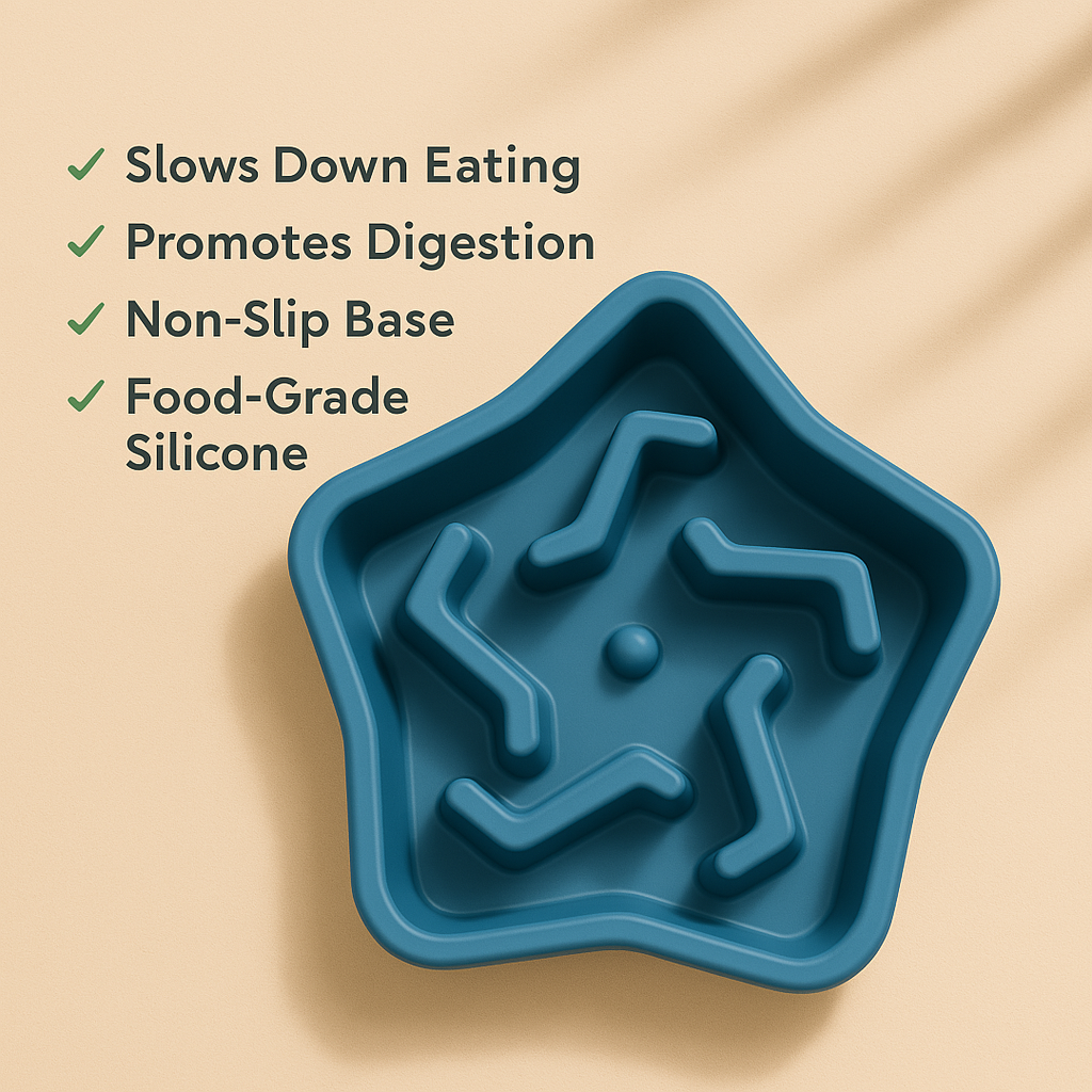 ⭐ Star-Shaped Slow Feeder Bowl for Dogs – Anti-Choke, BPA-Free Promotes Healthy Eating | Fun Maze Design | Available in 4 Colors