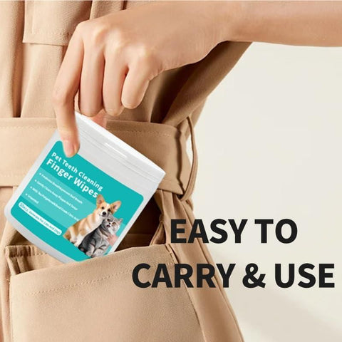 Disposable Dental Finger Wipes for Pets – 50 Count Pack