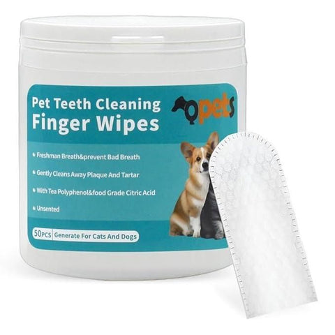 Disposable Dental Finger Wipes for Pets – 50 Count Pack
