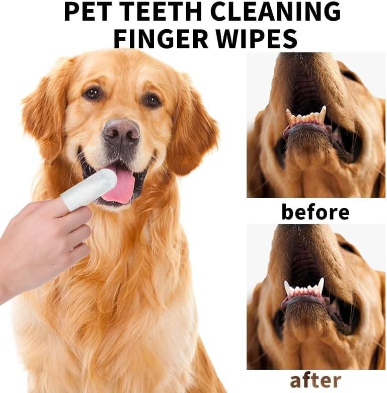 Disposable Dental Finger Wipes for Pets – 50 Count Pack
