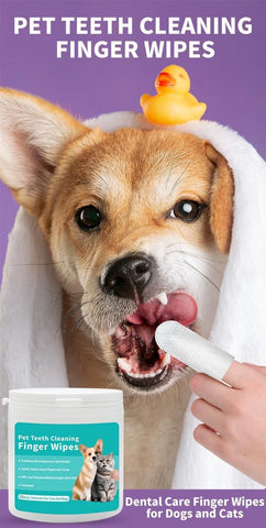 Disposable Dental Finger Wipes for Pets – 50 Count Pack