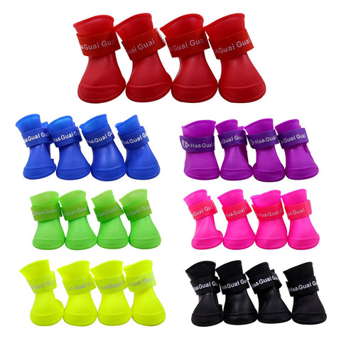 Color Splash Rain Boots for Dogs – All-Weather Paw Protectors (Set of 4)