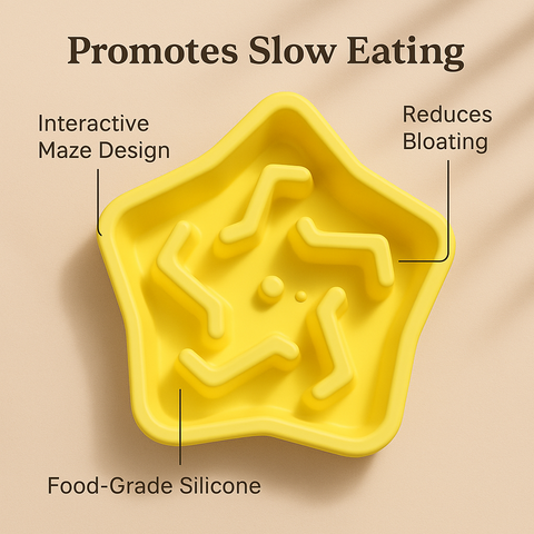 ⭐ Star-Shaped Slow Feeder Bowl for Dogs – Anti-Choke, BPA-Free Promotes Healthy Eating | Fun Maze Design | Available in 4 Colors