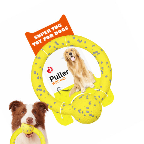 FOFOS Durable puller dog toy -Yellow/Grey