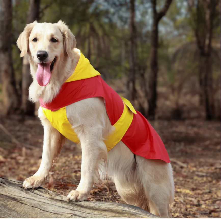 Dual Color Dog Raincoats – Waterproof & Adjustable Red - Yellow