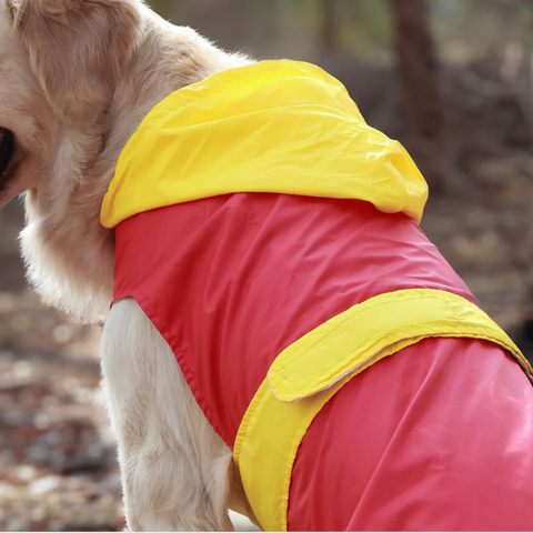 Dual Color Dog Raincoats – Waterproof & Adjustable Red - Yellow