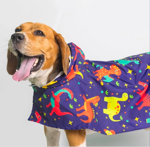 Dinosaur Printed Cape Style Dog Raincoat