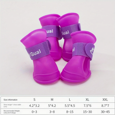 Color Splash Rain Boots for Dogs – All-Weather Paw Protectors (Set of 4)