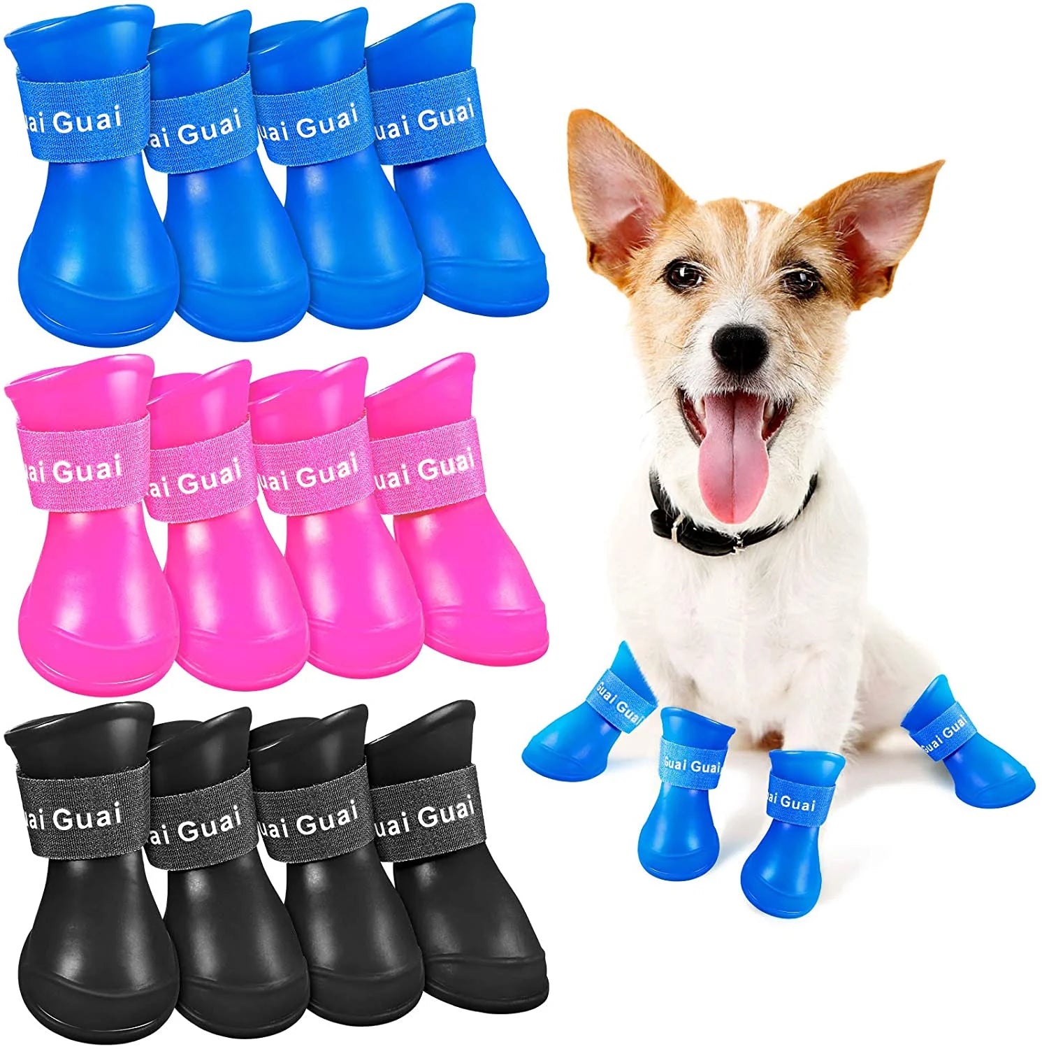 Color Splash Rain Boots for Dogs – All-Weather Paw Protectors (Set of 4)