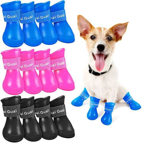 Color Splash Rain Boots for Dogs – All-Weather Paw Protectors (Set of 4)