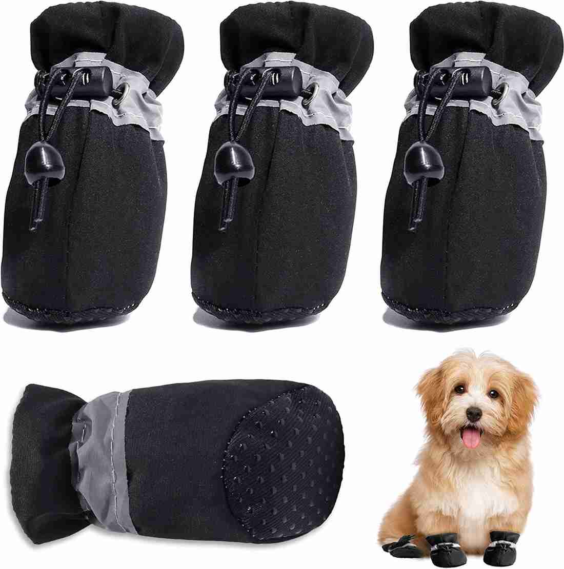 Basic Waterproof Dog Rain Boots (Set of 4) – Anti-Slip Monsoon Paw Protection