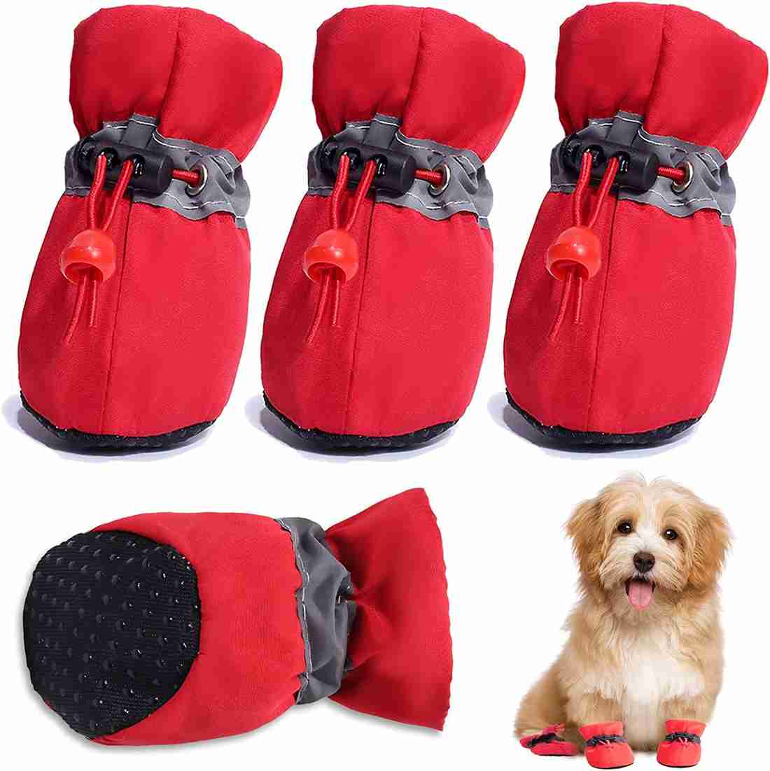 Basic Waterproof Dog Rain Boots (Set of 4) – Anti-Slip Monsoon Paw Protection